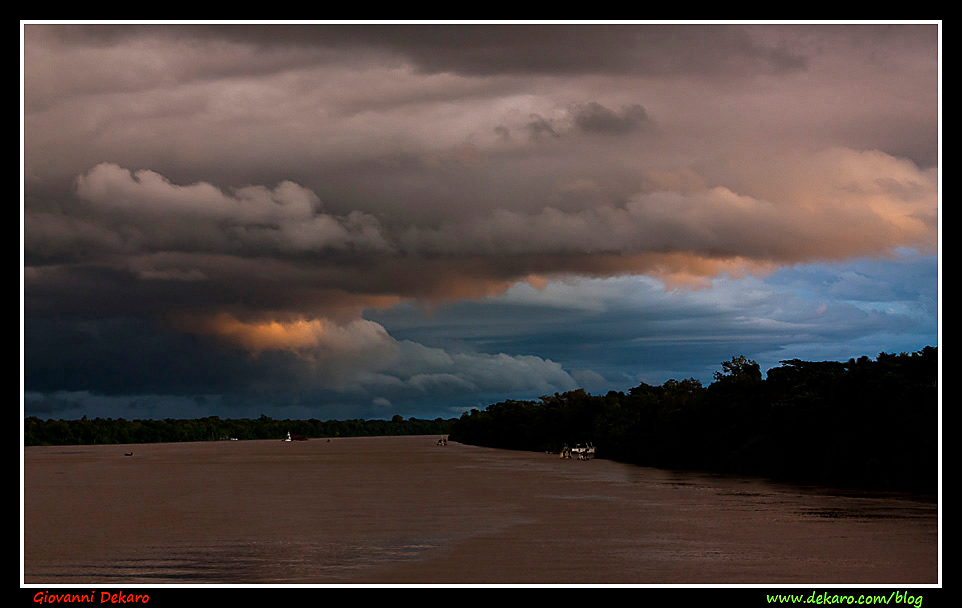 Sunset on Amazon river, Brazil