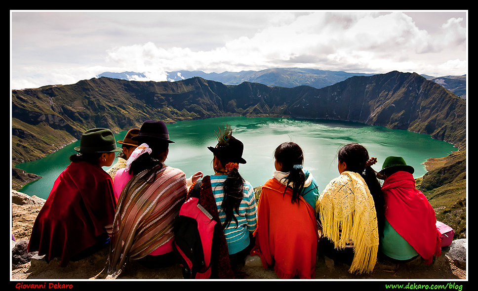 Girls on Quilotoa lake, Ecuador