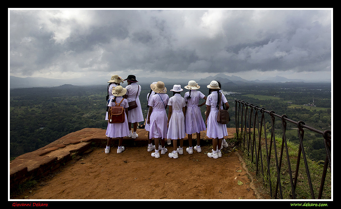 Schoolgirls on Sygiria rock, Sri Lanka