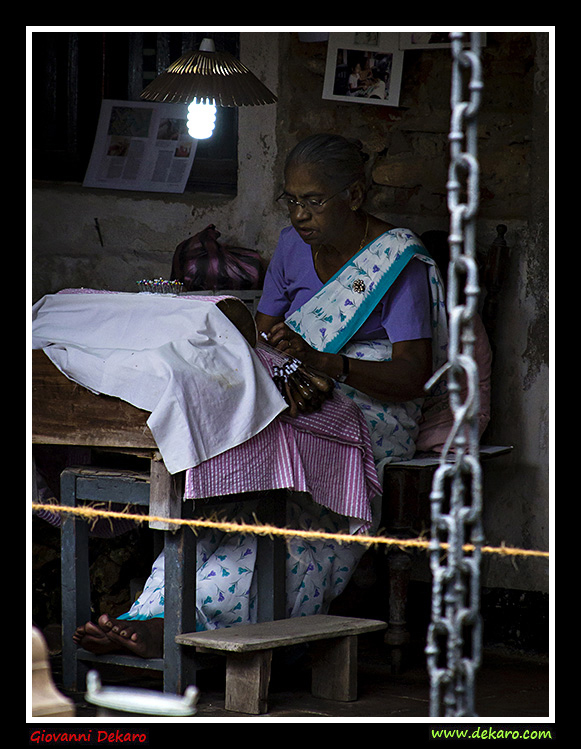 Tailor woman in Galle, Sri Lanka